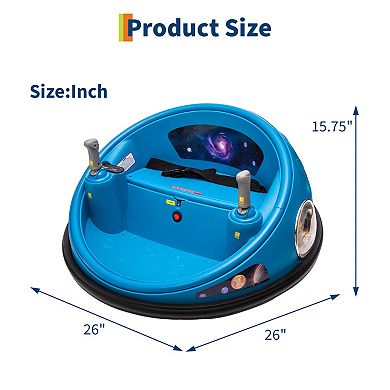 Remote Control Ride-on Bumper Car 12v - 3 Speeds,360° Spin, LED Lights & Safety Belt, Dual Joysticks