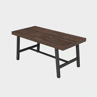 Industrial Dining Table for 4-6 People,63" Long Kitchen Table with Sturdy Metal Frame & Birch Finish