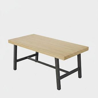 Industrial Dining Table for 4-6 People,63" Long Kitchen Table with Sturdy Metal Frame & Birch Finish