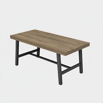 Industrial Dining Table for 4-6 People,63" Long Kitchen Table with Sturdy Metal Frame & Birch Finish
