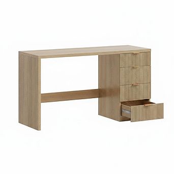 Executive Desk with Storage, Modern Home Office Desk with Drawer & Cabinet