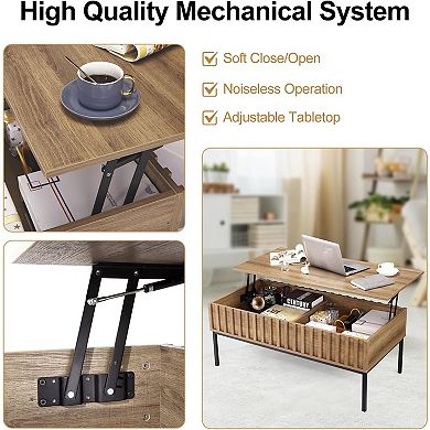 Modern Lift Top Coffee Table,Wooden Tea Table with Adjustable Lift Top, Ideal for Living Room