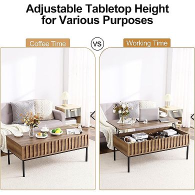 Modern Lift Top Coffee Table,Wooden Tea Table with Adjustable Lift Top, Ideal for Living Room