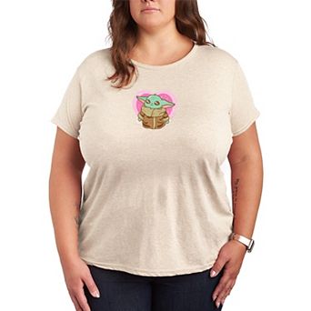 Plus Size Star Wars The Mandalorian Grogu Heart Graphic Tee