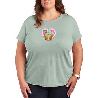 Plus Size Star Wars The Mandalorian Grogu Heart Graphic Tee