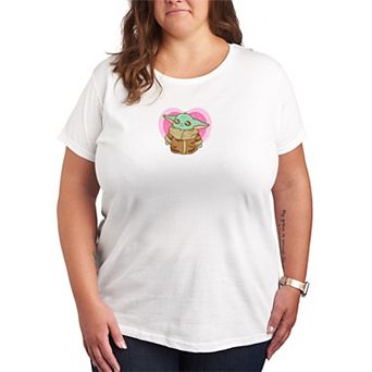 Plus Size Star Wars The Mandalorian Grogu Heart Graphic Tee