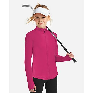 Girls' Full-Zip Sun Protection Athletic Jacket with Thumbholes