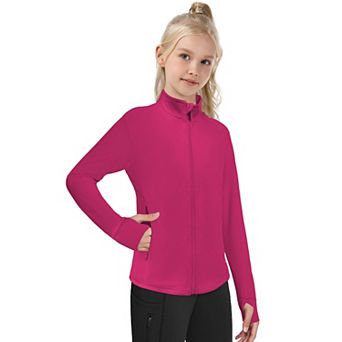 Girls' Full-Zip Sun Protection Athletic Jacket with Thumbholes