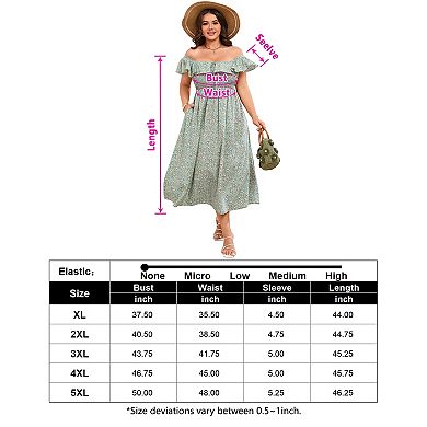 Plus Size Dress for Women Elegant Floral Ruffle Sleeve Sundress