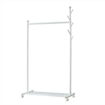 Metal Rolling Clothing Rack with Hooks, Standing Coat Racks, Hanging Clothes Racks for Bedroom