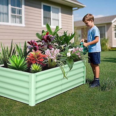 2PCS Galvanized Raised Garden Bed, Heavy-Duty Planter Boxes Outdoor, Open Bottom