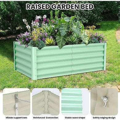 2PCS Galvanized Raised Garden Bed, Heavy-Duty Planter Boxes Outdoor, Open Bottom