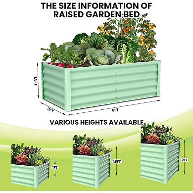 2PCS Galvanized Raised Garden Bed, Heavy-Duty Planter Boxes Outdoor, Open Bottom