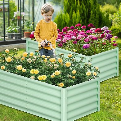 2PCS Galvanized Raised Garden Bed, Heavy-Duty Planter Boxes Outdoor, Open Bottom