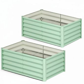 2 pc Galvanized Raised Garden Bed, Heavy-Duty Planter Boxes Outdoor, Open Bottom