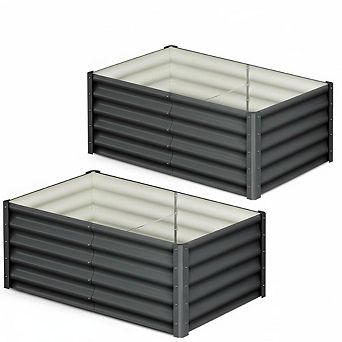 2 pc Galvanized Raised Garden Bed, Heavy-Duty Planter Boxes Outdoor, Open Bottom