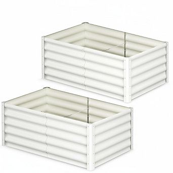 2 pc Galvanized Raised Garden Bed, Heavy-Duty Planter Boxes Outdoor, Open Bottom