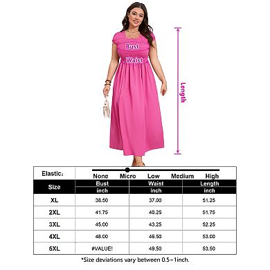 Women's Smocked Plus Size Casual Short Sleeve Dress