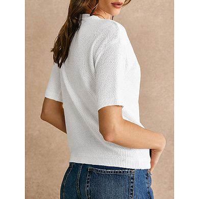 Women's Lightweight Short Sleeve Button Down Cardigan Tops