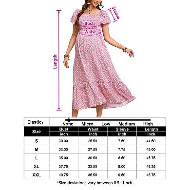 Women's Maternity Dress Floral Short Sleeve Square Neck Flowy Sundress
