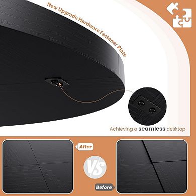 Round Dining Table for 4-6 People, 47" Circle Kitchen Dinner Table with Wooden Base, Kitchen Tables