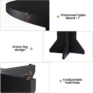 Round Dining Table for 4-6 People, 47" Circle Kitchen Dinner Table with Wooden Base, Kitchen Tables