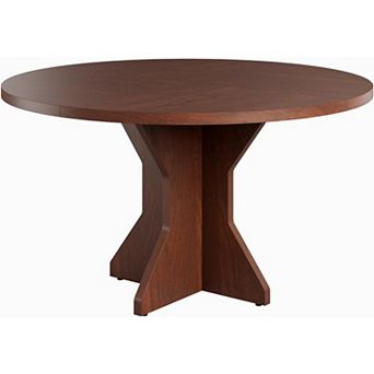 Round Dining Table for 4-6 People, 47" Circle Kitchen Dinner Table with Wooden Base, Kitchen Tables