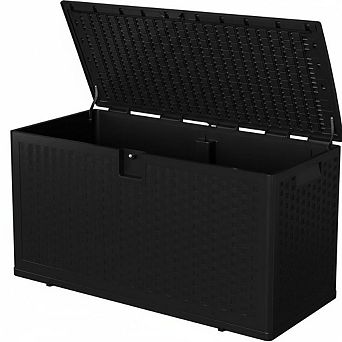 Outdoor Storage Box, 73 gal Large Waterproof Resin Deck Box, Lockable UV Resistant Storage Bin