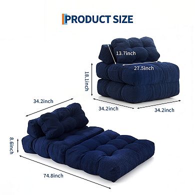 Folding Sofa Bed,Convertible Sleeper Chair with Pillow and Back Support,Portable Fold Out Chair Bed