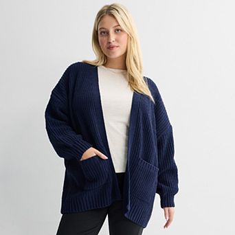 Juniors' Plus Size SO® Chenille Open Front Cardigan Sweater