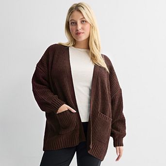 Juniors' Plus Size SO® Chenille Open Front Cardigan Sweater