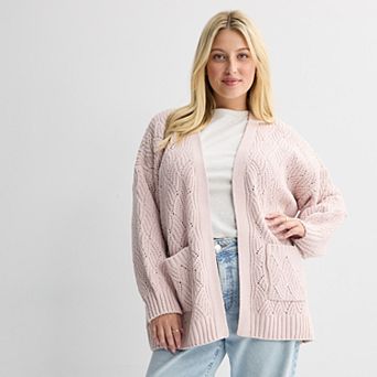 Juniors' Plus Size SO® Chenille Open Front Cardigan Sweater