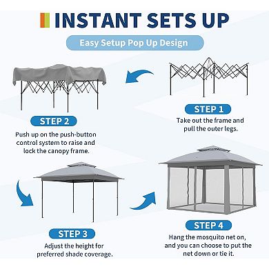 11x11 FT Pop Up Instant Gazebo Tent for Backyard, Pop Up Gazebo With Mosquito Netting