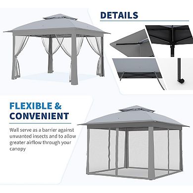 11x11 FT Pop Up Instant Gazebo Tent for Backyard, Pop Up Gazebo With Mosquito Netting