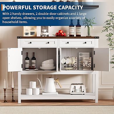 47" Buffet Sideboard Cabinet with Storage and 2 Drawers, Coffee Bar Console Table with Shelf