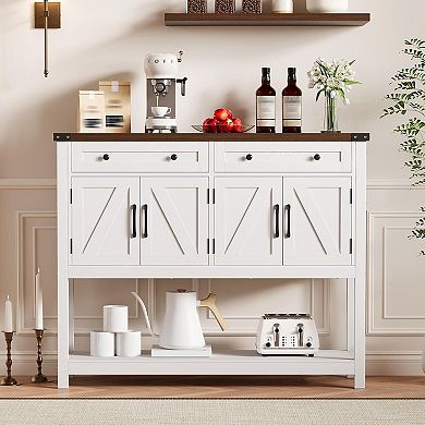47" Buffet Sideboard Cabinet with Storage and 2 Drawers, Coffee Bar Console Table with Shelf