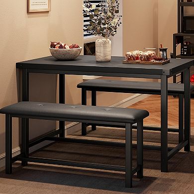 3-Piece Dining Room Table Set, Space Saving Kitchen Table with Upholstered Benches