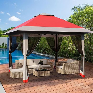 13x13 FT Pop Up Gazebo with Mosquito Net - Foldable Canopy Tent with UV Protection & Rainproof Cover