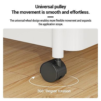 5-Tier Rolling Storage Trolley Cart with Handle,Utility Organizer Rack,Space-Saving Mobile Shelving