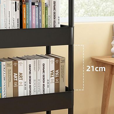 5-Tier Rolling Storage Trolley Cart with Handle,Utility Organizer Rack,Space-Saving Mobile Shelving