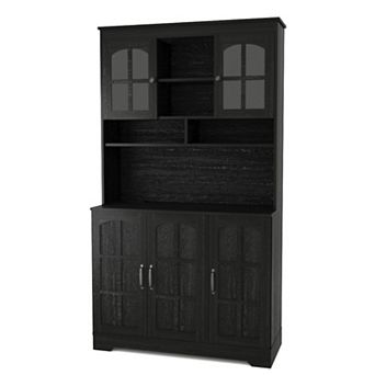 Pantry Cabinet with Charging Station,Kitchen Pantry Storage Cabinet with Hutch,70.9" Kitchen Cabinet