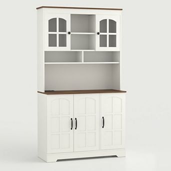 Pantry Cabinet with Charging Station,Kitchen Pantry Storage Cabinet with Hutch,70.9" Kitchen Cabinet