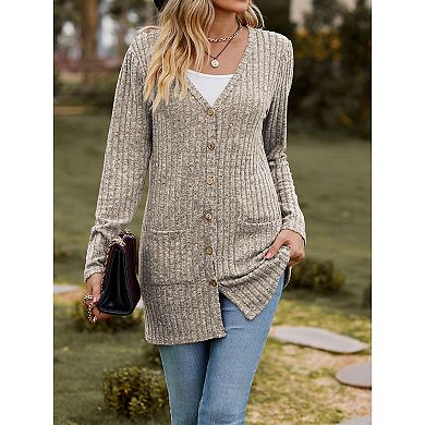 Women's Knit Cardigan Button Down Lightweight Outerwear Coat