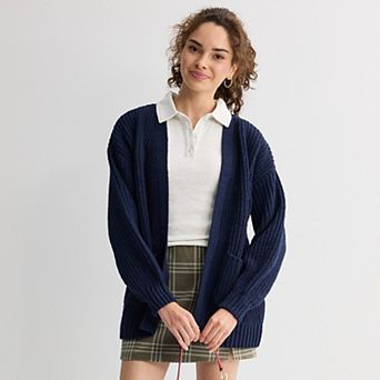 Juniors' SO® Chenille Open Front Sweater Cardigan