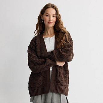 Juniors' SO® Chenille Open Front Sweater Cardigan