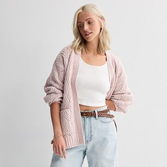 Juniors' SO® Chenille Open Front Sweater Cardigan