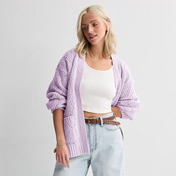 Juniors' SO® Chenille Open Front Sweater Cardigan