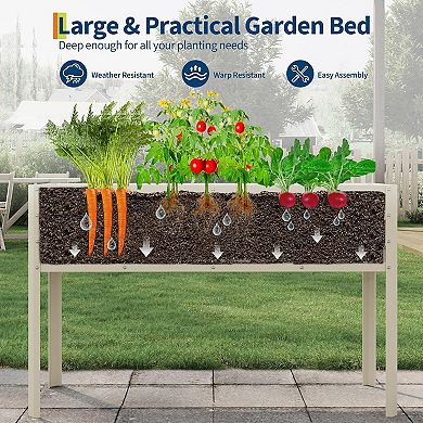Raised Garden Bed with -Watering Reservoir, Heavy Duty Steel Panels & Drainage
