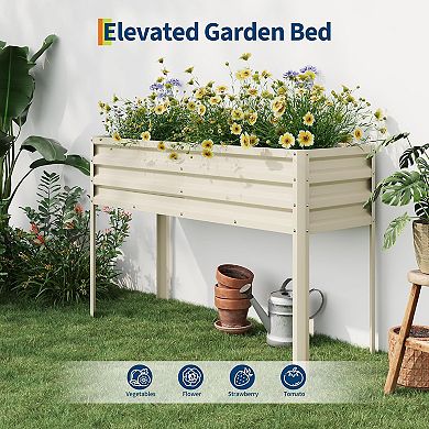 Raised Garden Bed with -Watering Reservoir, Heavy Duty Steel Panels & Drainage