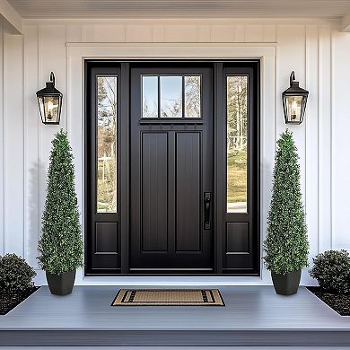 Artificial Boxwood Topiary Trees,Artificial Plant Shrub for Front Porch Indoor Outdoor Decor, 2 Pack